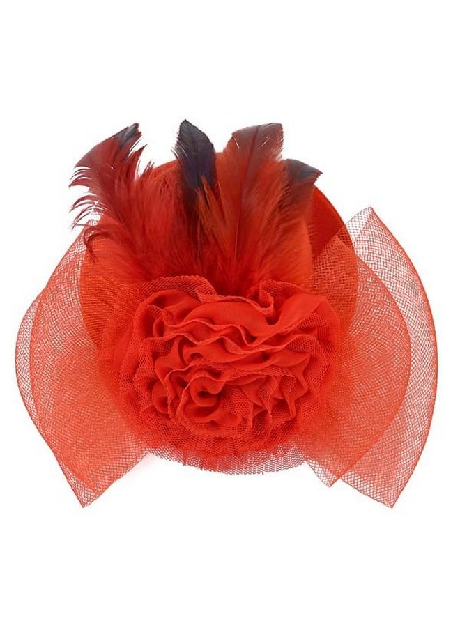 Expo International - Scarlett Fascinator Mini Top Hat Hair Accessory Red - Image 1