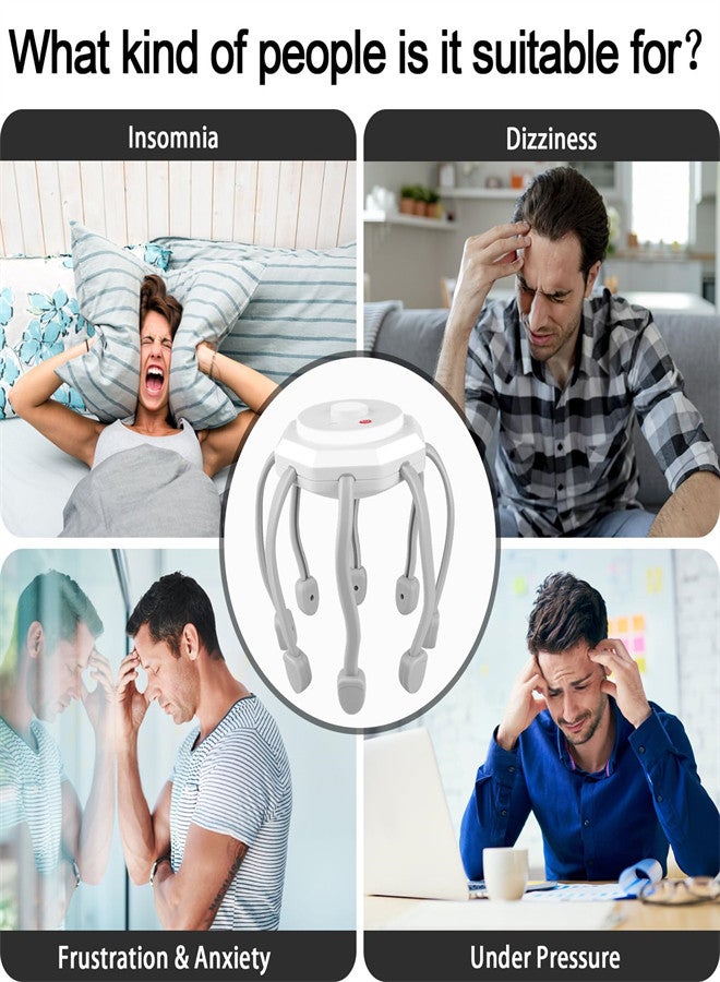 SYOSI Hair Scalp Massager with 8 Vibrating Contacts, Rechargeable Portable Head Massager for Pain and Anxiety Relief, Stress Relax, Tension, Relaxation, Deep Sleep, Multidimensional relaxation  - Image 2