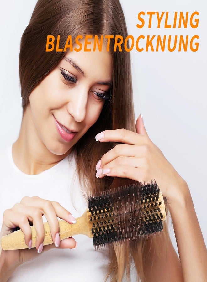 Vista Round Hair Brush with 10mm Boar Bristle 15mm Nylon Bristle Hairbrushes for Women Bamboo Hair Brush Styling with Tail Comb for Blow Drying, Shiny, Smooth, Long, Curly Hair - Image 5