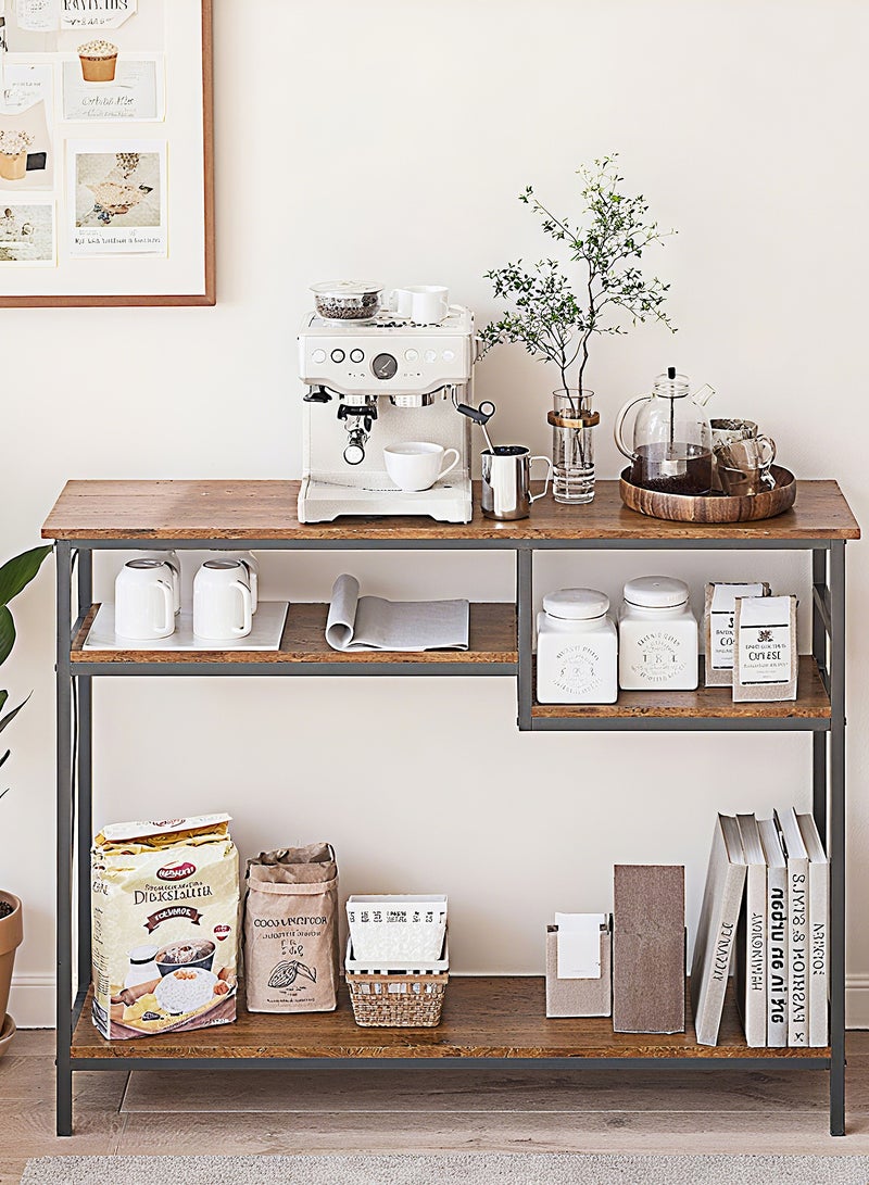 Apexll Rustic Slim Console Table with 4-Tier Storage Shelves, Narrow Entryway Table for Hallway, Living Room, or Behind Sofa, Industrial Wood and Metal Accent Table - Image 2