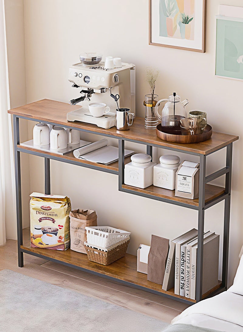 Apexll Rustic Slim Console Table with 4-Tier Storage Shelves, Narrow Entryway Table for Hallway, Living Room, or Behind Sofa, Industrial Wood and Metal Accent Table - Image 4