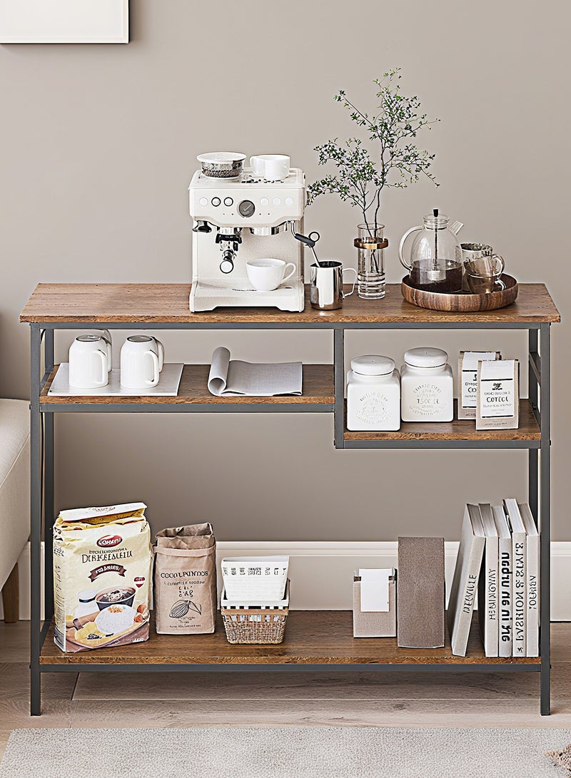 Apexll Rustic Slim Console Table with 4-Tier Storage Shelves, Narrow Entryway Table for Hallway, Living Room, or Behind Sofa, Industrial Wood and Metal Accent Table - Image 5