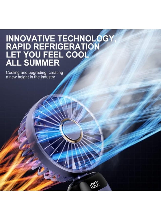 Generic Rechargeable Handheld Portable Fan with Display – 3 Speed, USB Charging, Foldable Design, Purple  - Image 2