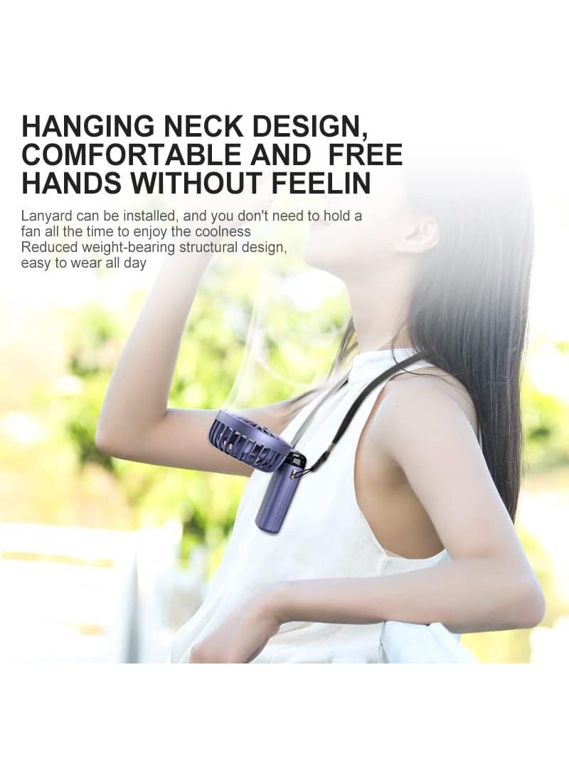 Generic Rechargeable Handheld Portable Fan with Display – 3 Speed, USB Charging, Foldable Design, Purple  - Image 5