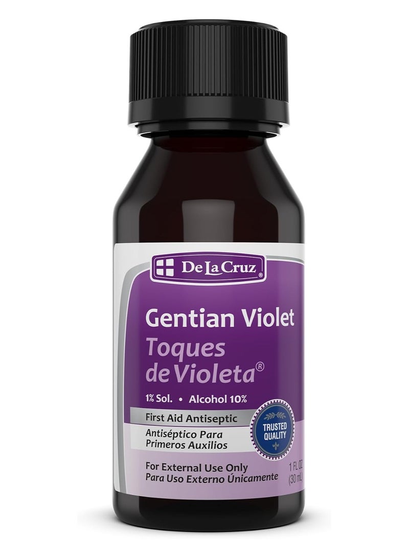 De La Cruz 1% Gentian Violet First Aid Antiseptic Liquid, 1 Fl Oz (18 Bottles)