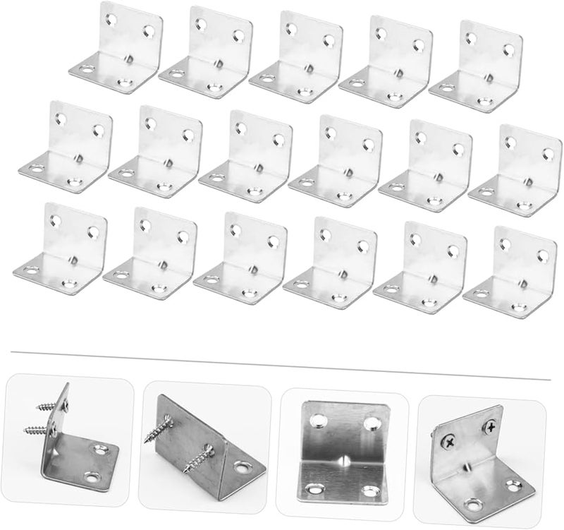 Stainless Steel Right Angle Corner Brackets 16Pcs 4x3 cm Furniture Reinforcement Joint Fasteners - Image 5