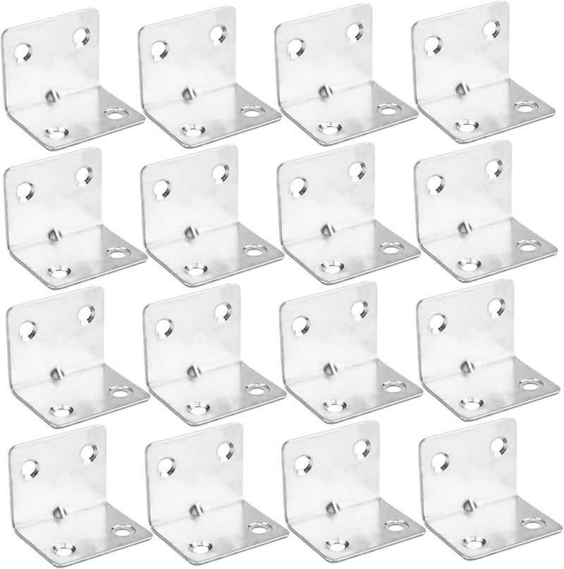 Stainless Steel Right Angle Corner Brackets 16Pcs 4x3 cm Furniture Reinforcement Joint Fasteners - Image 1