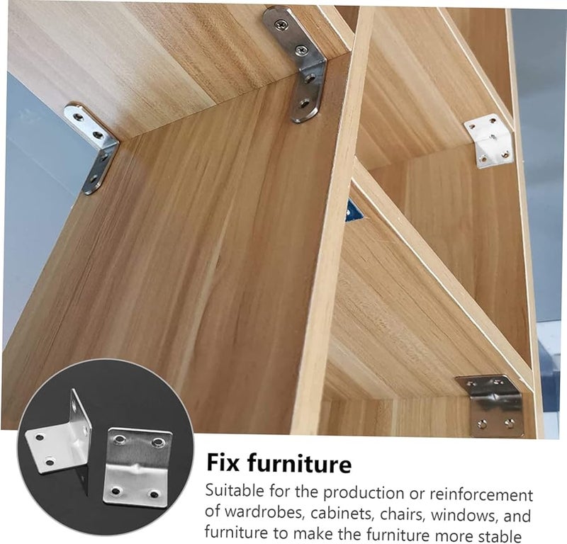 Stainless Steel Right Angle Corner Brackets 16Pcs 4x3 cm Furniture Reinforcement Joint Fasteners - Image 4