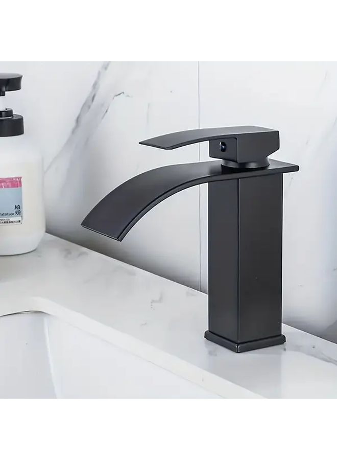 Black Waterfall Bathroom Faucet Hot Cold Water Splash Proof Single Hole Installation - Image 2