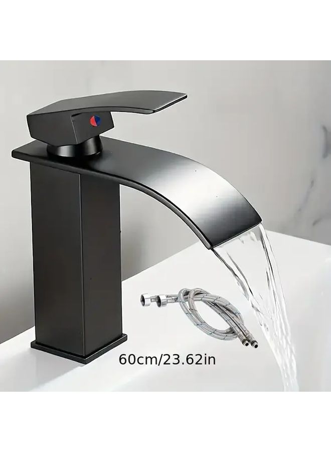 Black Waterfall Bathroom Faucet Hot Cold Water Splash Proof Single Hole Installation - Image 5