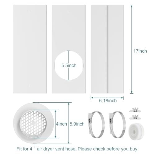 HOXHA Window Duct Kit Dryer Window Vent Kit for 4” Ducting Dryer Vent Hose, Sliding Window Vent Kit Fit with Dryer, Inline Duct Fans, Grow Tents - Image 2