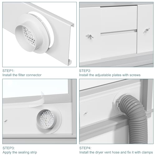 HOXHA Window Duct Kit Dryer Window Vent Kit for 4” Ducting Dryer Vent Hose, Sliding Window Vent Kit Fit with Dryer, Inline Duct Fans, Grow Tents - Image 5