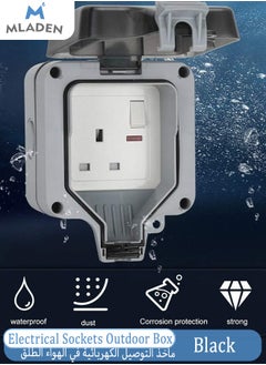 MLADEN Electrical Sockets Waterproof Outdoor Box Wall Socket 13 A Double Universal(Uk)Switche'D Outlet With Usb Charging Port  - Image 1