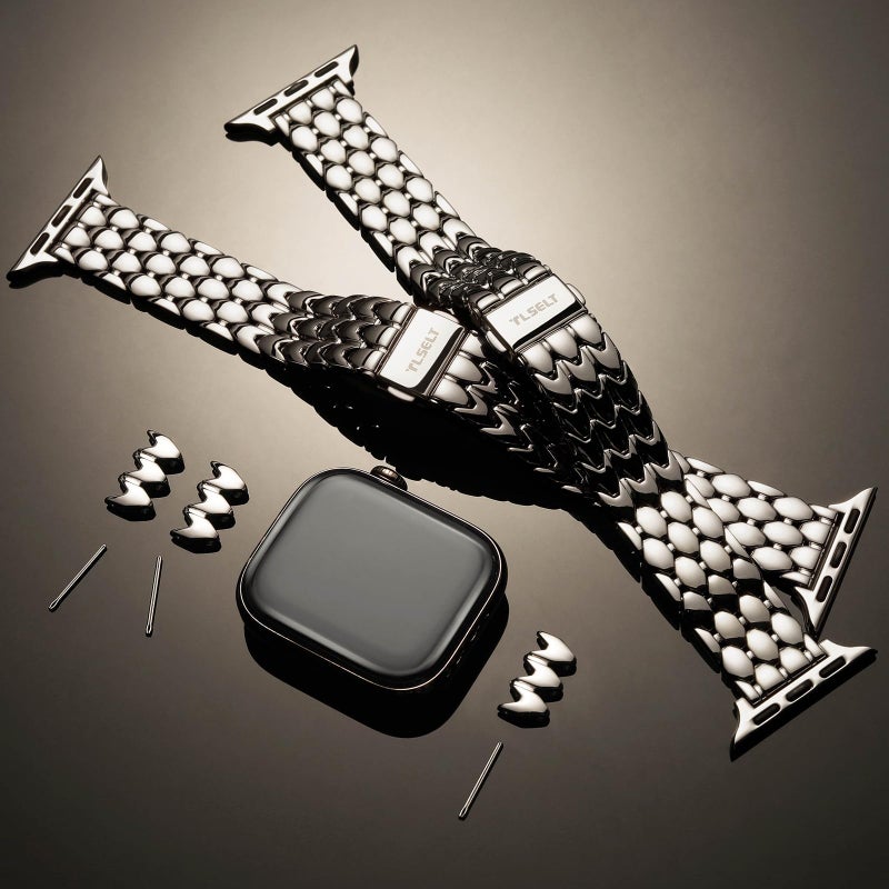 Tlselt Designer Band Compatible with Apple Watch Bands for Women 38/40/41/42/44/45/46/49mm, Dressy Fancy Stainless Steel Metal Strap for iWatch Series 11 10 9 8 7 6 5 4 3 SE Ultra 3 2 1 - Image 5