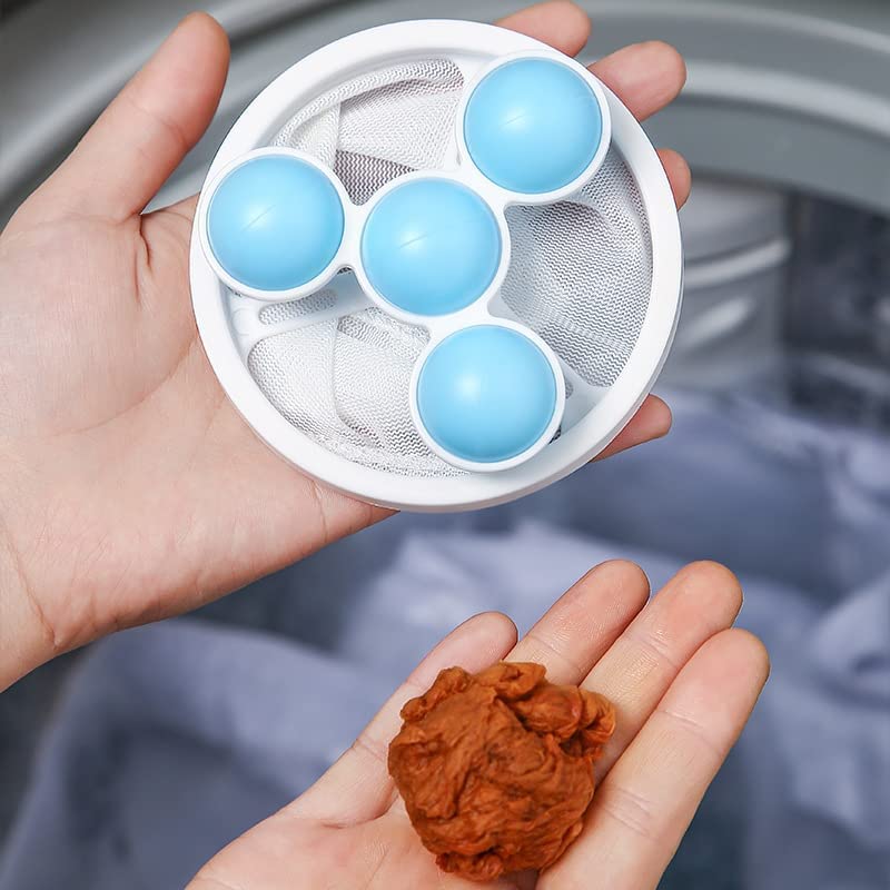 Voxmix Laundry Ball Floating Pet Fur Lint Hair Catcher Household Reusable Washing Machine Floating Lint Mesh Bag Hair Filter Net Pouch Washing Lint Hair Remover NetMesh Bag Dryer 3 PCS Multicolor - Image 3