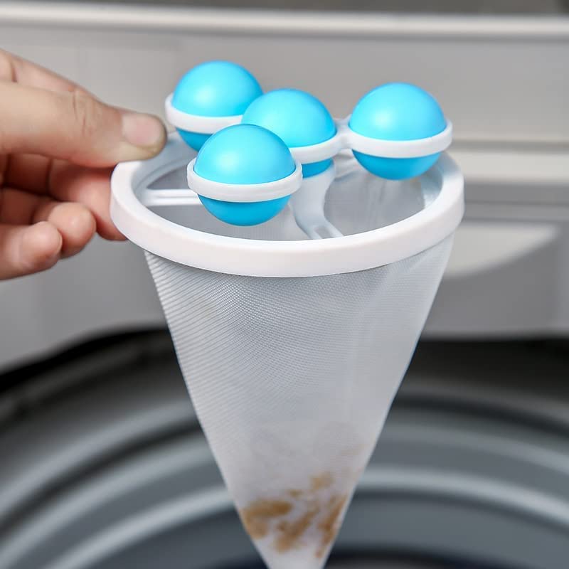 Voxmix Laundry Ball Floating Pet Fur Lint Hair Catcher Household Reusable Washing Machine Floating Lint Mesh Bag Hair Filter Net Pouch Washing Lint Hair Remover NetMesh Bag Dryer 3 PCS Multicolor - Image 2