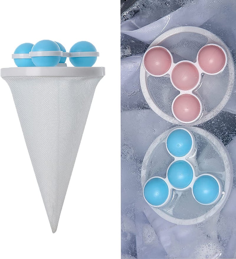 Voxmix Laundry Ball Floating Pet Fur Lint Hair Catcher Household Reusable Washing Machine Floating Lint Mesh Bag Hair Filter Net Pouch Washing Lint Hair Remover NetMesh Bag Dryer 3 PCS Multicolor - Image 5