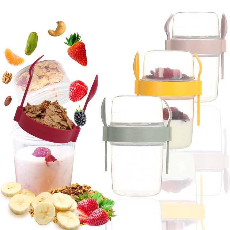 Salda 4 Pack 22 Oz Onder on the Go Cups Take Go Go Go Yogurt Cup مع كوب من الحبوب مع ملعقة وشوكة شوكة بين عشية وضحا - Image 1