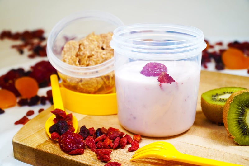 Salda 4 Pack 22 Oz Onder on the Go Cups Take Go Go Go Yogurt Cup مع كوب من الحبوب مع ملعقة وشوكة شوكة بين عشية وضحا - Image 4