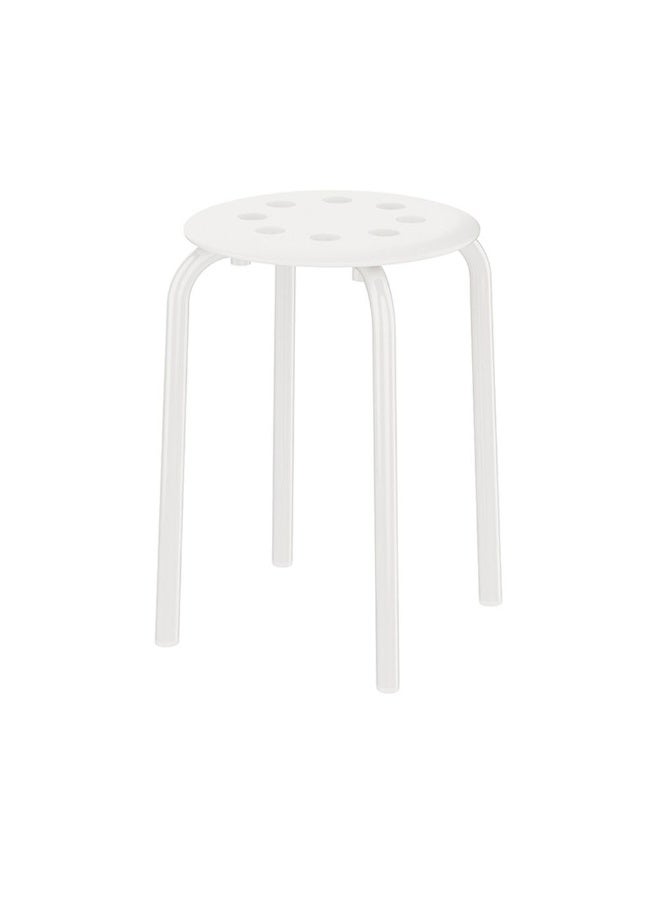 DANUBE HOME Kenli Stool Light Weight Single Backless Chair PP+Metal Legs Material Modern Design 1 Seater Chair For Living Room Dining Room Indoor Furniture L31xW31xH44cm -White - Image 1