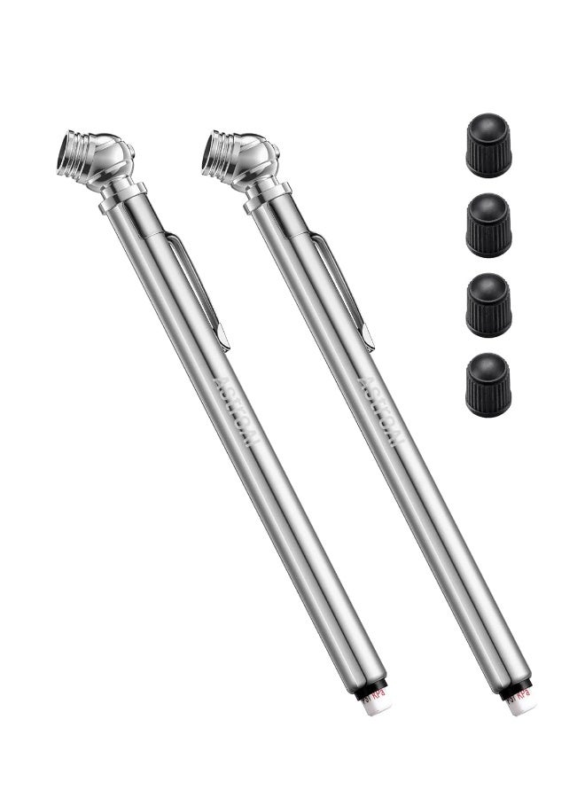AstroAI Pencil Tire Pressure Gauge 2 Pack (10-75PSI, ±2% Span), Air Pressure Gauge for Tires, Stainless Steel Body, and Metal Made Nozzle 3 Measurements for Cars, Bikes, Vehicles - Image 1