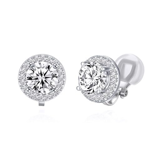 YOQUCOL Bright 8MM Cubic Zirconia Crystal Clip On Stud Earrings Round Non Pierced Earrings For Women - Image 1