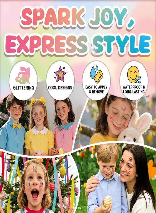CHARLENT Glitter Easter Pre-Cut Temporary Tattoos for Kids - Image 3