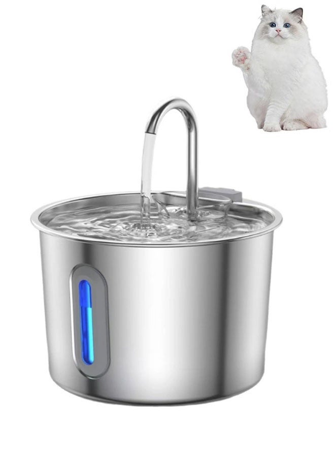 إيليلي Stainless Steel Cat Fountain Cat Water Fountain Stainless Steel Pet Water Fountain Dog Water Dispenser for Cats - Image 1