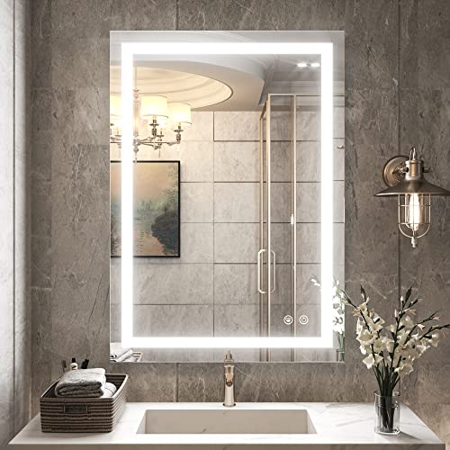 TETOTE TETOTE 20 x 28 LED Bathroom Wall Mirror Fashion Lighted Bathroom Vanity Mirror Memory Dimmable Touch Switch Control Tempered Glass 