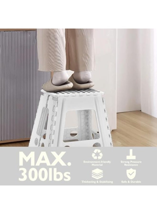 Generic Folding Step Stool, Heavy Duty Plastic Foldable Step Stool Lightweight Foot Stool with Portable Handle, Compact Plastic Foldable Step Stool for Bathroom, Bedroom, Kitchen (White)  - Image 2