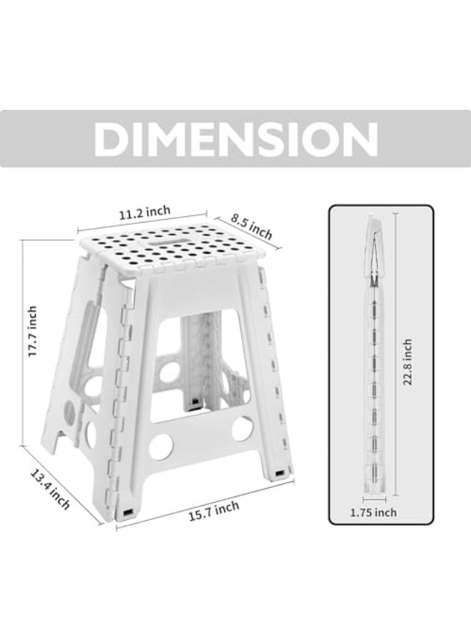 Generic Folding Step Stool, Heavy Duty Plastic Foldable Step Stool Lightweight Foot Stool with Portable Handle, Compact Plastic Foldable Step Stool for Bathroom, Bedroom, Kitchen (White)  - Image 3