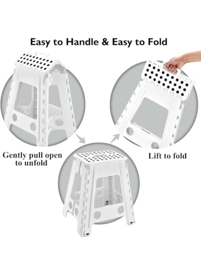 Generic Folding Step Stool, Heavy Duty Plastic Foldable Step Stool Lightweight Foot Stool with Portable Handle, Compact Plastic Foldable Step Stool for Bathroom, Bedroom, Kitchen (White)  - Image 5