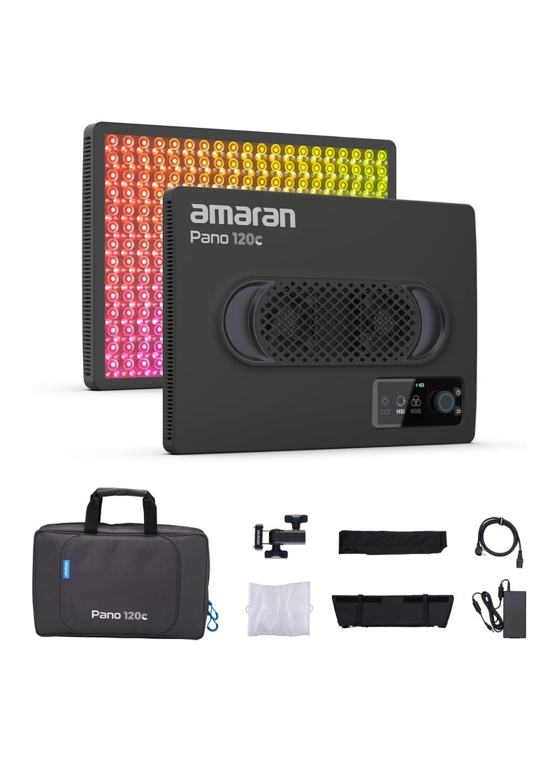 أبتشر أبتشر أماران Pano 120C كيت (فحم) – لوحة إضاءة LED RGBWW مع تحكم كامل بالألوان وحقيبة ناعمة - Image 1
