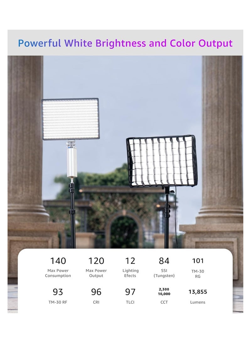 أبتشر أبتشر أماران Pano 120C كيت (فحم) – لوحة إضاءة LED RGBWW مع تحكم كامل بالألوان وحقيبة ناعمة - Image 5