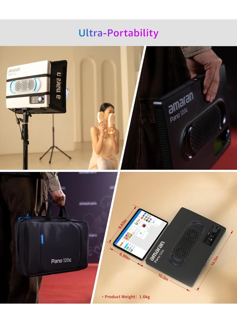 Aputure Amaran Pano 120C Kit (Charcoal) – RGBWW LED Panel Light with Full-Color Control & Soft Case - Image 5