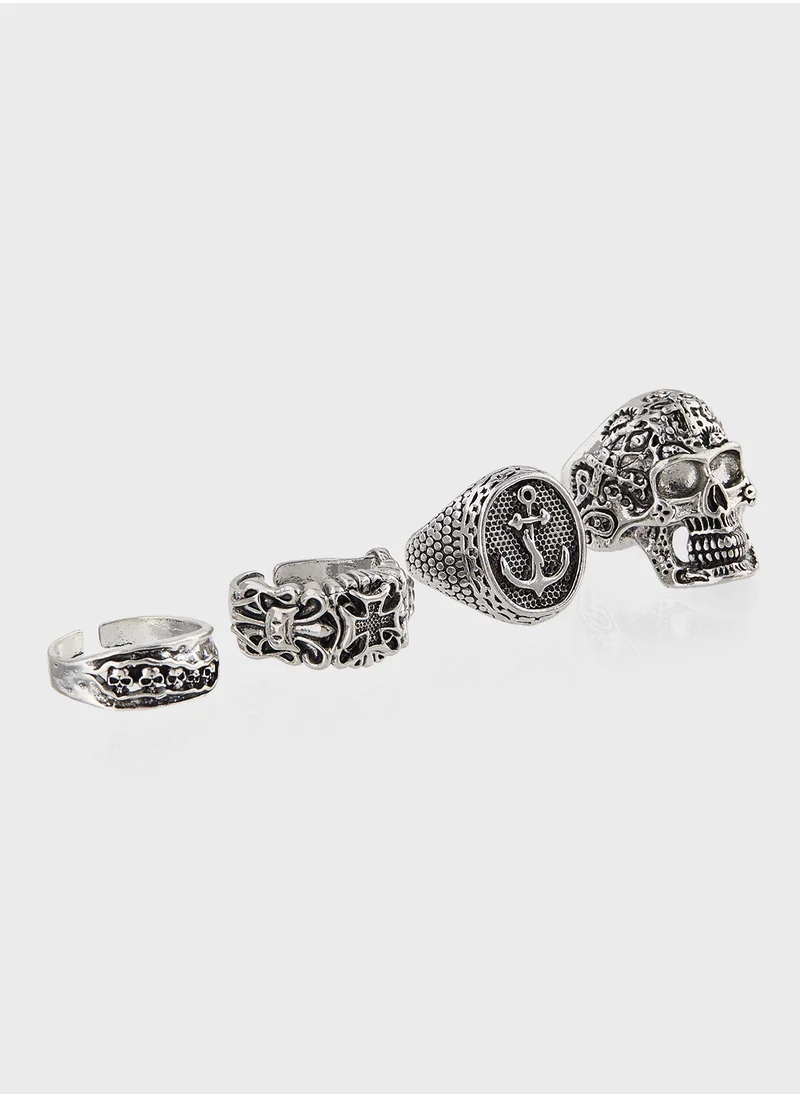 Seventy Five 4 Pack Biker Ring Set