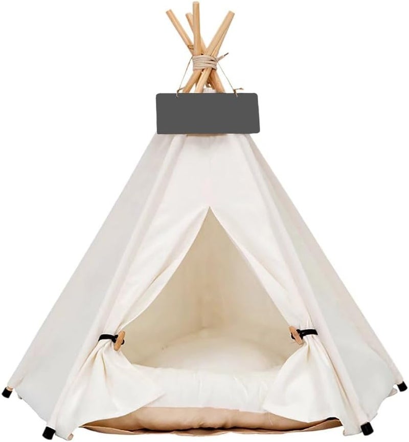 scnbom Pet Teepee Dog & Puppy Cat Tents Tipi Bed Portable Houses with Thick Cushion for Pets Up to 15lbs - Image 1