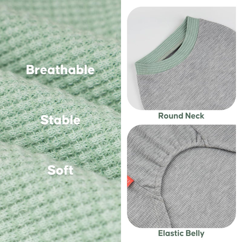 KYEESE 2Pack Waffle Dog Shirts, Lightweight Sleeveless Dog T Shirts for Small Dogs Boy Girl, Breathable Pet Vest Comfortable Tank Top Soft Dogs Clothes for Daily Wear, Green+Grey, M - Image 5
