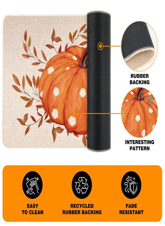 Siilues Fall Kitchen Mats Set of 2, Non-Slip Fall Pumpkin Kitchen Rugs for Floor Seasonal Autumn Thanksgiving Home Decor Low-Profile - 17x29 and 17x47 Inch - Image 5