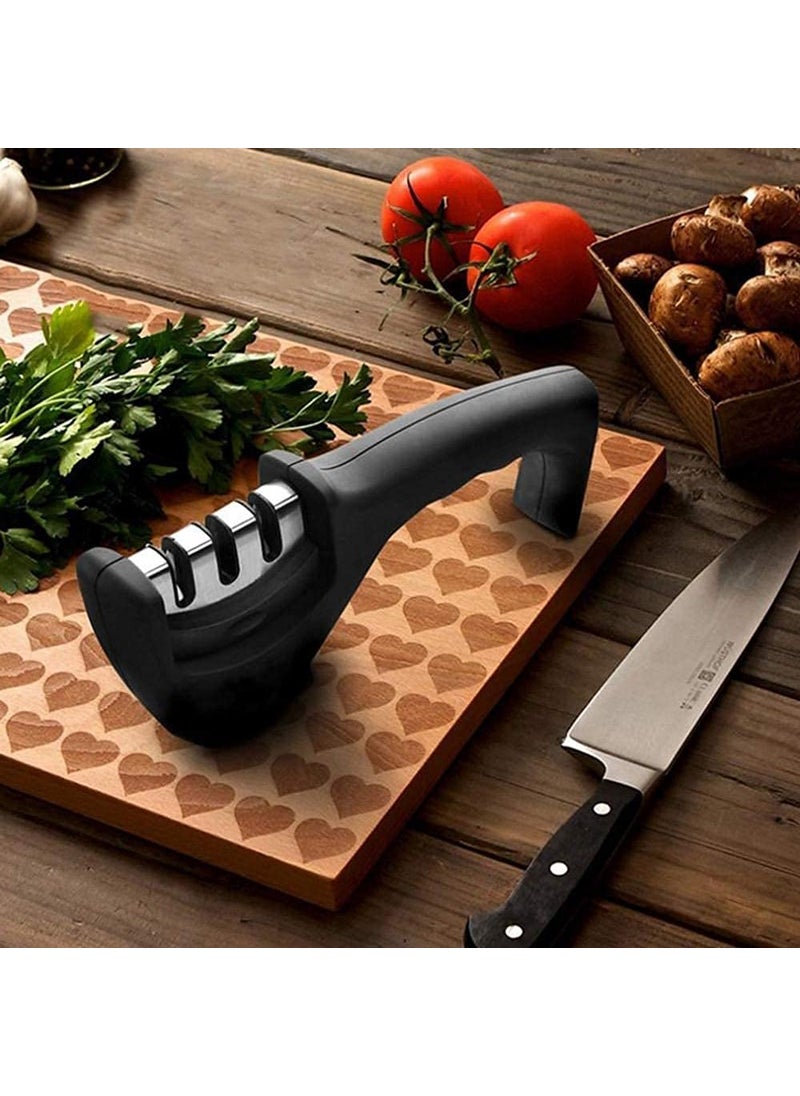 BUY Villa Buy villa 3 Stage Manual System AntiSlip Rubber Base Kitchen Utility Sharpening 3 in 1 Knife Sharpening Tool for Grip Three Slots Handle Knife Sharpener Tool with Removable Head Grinder  - Image 5