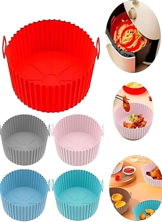 Spaceshoop Set of 6 Colorful Silicone Baking Mats for Air Fryer - Reusable Design for Easy Cleaning, Random Colors, Assorted Sizes Included
