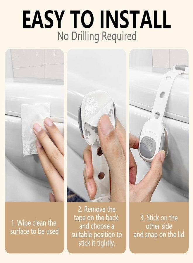 SKYROKU قفل مرحاض آمن للأطفال - أقفال خزائن أمان للأطفال لمقعد المرحاض، الأدراج، الثلاجة، الأبواب | تركيب سهل مع لاصق 3M قوي | حزام غير سام وقابل للتعديل لسلامة الأطفال والحيوانات الأليفة - Image 2