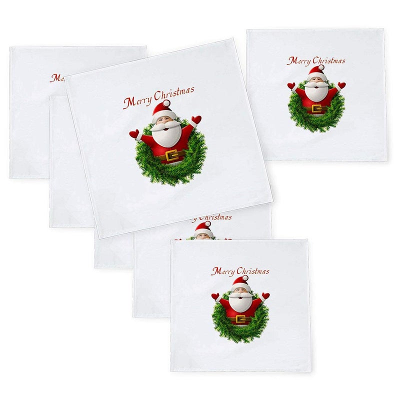 Khakee 6 Pcs Christmas Theme Tafta Silk Table Napkins 10x 10 for Xmas Decoration Christmas OrnamentsChristmas Gift npxmas235P - Image 1