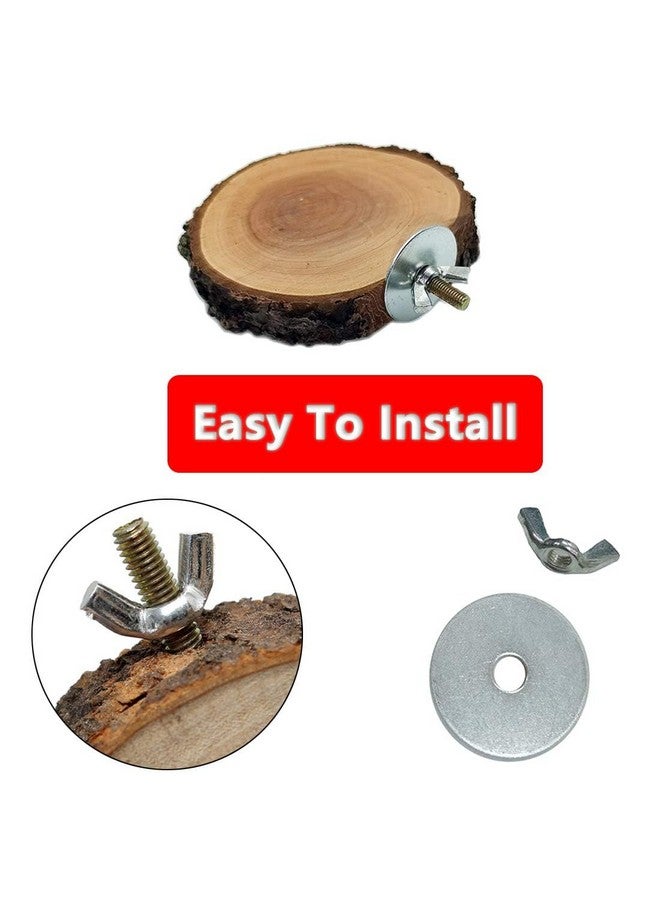 هامليدي منصة هاميليدي بيرش لقفص الطيور، منصة خشبية دائرية طبيعية لعبة طيور للكناري والببغاء والكوكاتيل والبادجي والعصفور (3 قطع) - Image 5