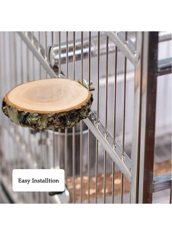 هامليدي منصة هاميليدي بيرش لقفص الطيور، منصة خشبية دائرية طبيعية لعبة طيور للكناري والببغاء والكوكاتيل والبادجي والعصفور (3 قطع) - Image 2