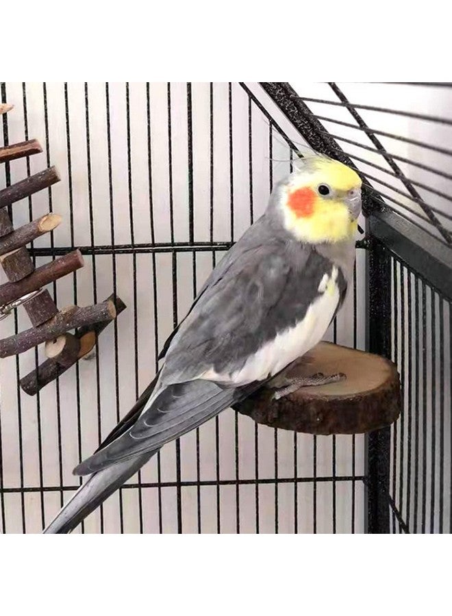 هامليدي منصة هاميليدي بيرش لقفص الطيور، منصة خشبية دائرية طبيعية لعبة طيور للكناري والببغاء والكوكاتيل والبادجي والعصفور (3 قطع) - Image 3