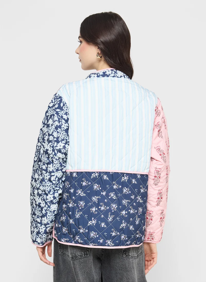 جينجر Floral Patchwork Quilted Jacket