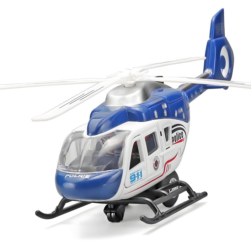 NOVAFUSION Kids Helicopter Toy Diecast Military Helicopters Model KitPull Back Toy Helicopter with Lights and SoundToy Airplane with Rotatable PropellerHelicopters Toys for Boys Age 47Blue - Image 3