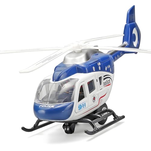 NOVAFUSION Kids Helicopter Toy Diecast Military Helicopters Model KitPull Back Toy Helicopter with Lights and SoundToy Airplane with Rotatable PropellerHelicopters Toys for Boys Age 47Blue - Image 1