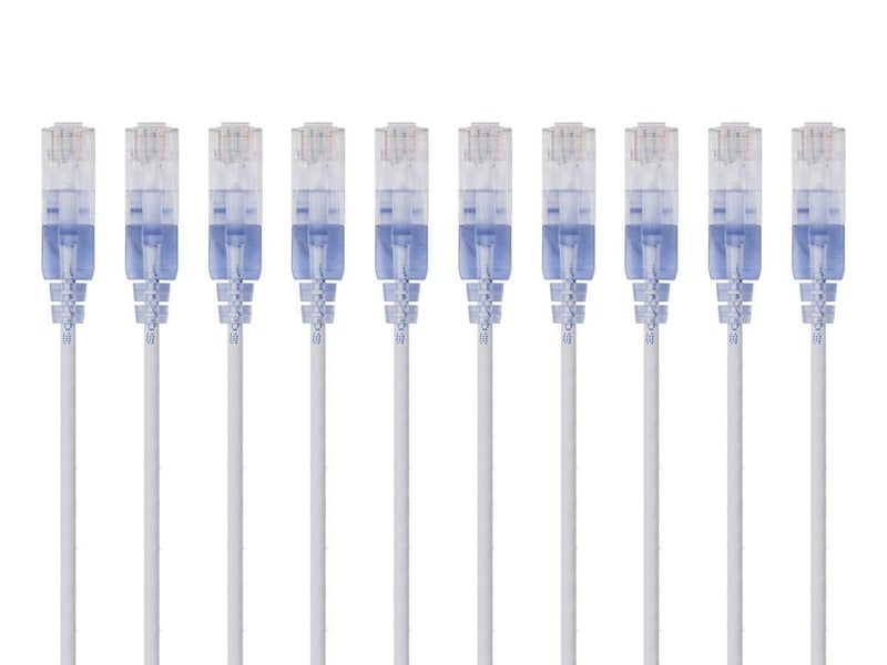 Monoprice Cat6A Ethernet Patch Cable Snagless RJ45 550Mhz 10G UTP Pure Bare Copper Wire 30AWG 10Pack 3 Feet White SlimRun Series - Image 2